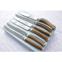 6 Große Windsor Hirsch/Geweih/Horn Griff Steakmesser Verpackt Aus Sheffield England von SheffieldCutleryShop