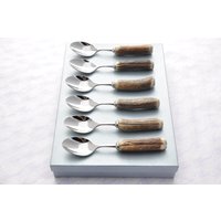 Sechs Neue Echte Teelöffel Mit Hirsch/Geweihgriff Boxed Made in Sheffield England von SheffieldCutleryShop