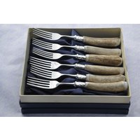 Sechs Neue Echten Hirsch/Geweih Griff Steak Gabeln Silber Endkappen Gemacht Sheffield England Verpackt von SheffieldCutleryShop