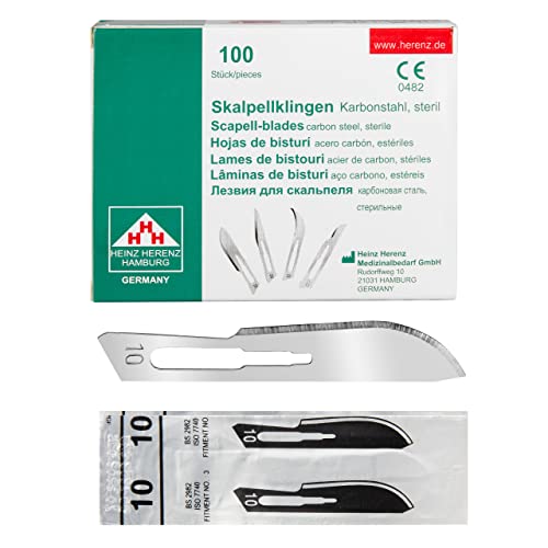 Shehadeh - 100 Stück sterile Skalpellklingen Figur 10 für Skalpellhalter Nr. 3 - Extrem scharf von Shehadeh