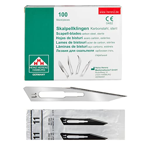 Shehadeh - 100 Stück sterile Skalpellklingen Figur 11 für Skalpellhalter Nr. 3 - Extrem scharf von Shehadeh