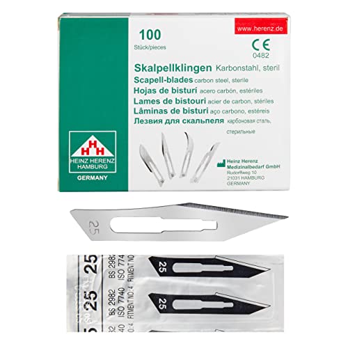 Shehadeh - 100 Stück sterile Skalpellklingen Figur 25 für Skalpellhalter Nr. 4 Shehadeh - 100 Stück sterile Skalpellklingen Figur 25 für Skalpellhalter Nr. 4 von Shehadeh