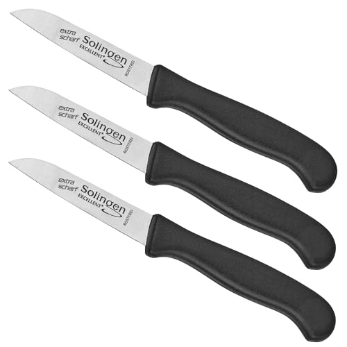 Shehadeh 3 x Solingen Küchenmesser - Kleines Solinger Allzweckmesser für die Küche - Gemüsemesser - Obstmesser - Schälmesser - Edelstahl rostfrei - Extra scharf von Shehadeh