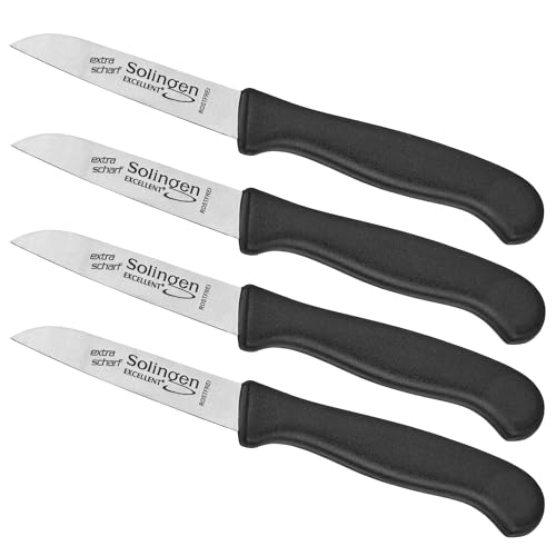 Shehadeh 4 x Solingen Küchenmesser - Kleines Solinger Allzweckmesser für die Küche - Gemüsemesser - Obstmesser - Schälmesser - Edelstahl rostfrei - Extra scharf von Shehadeh