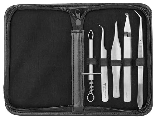 Shehadeh - Zecken-Pinzetten - Zeckenentferner- Erste-Hilfe-Splitterpinzetten- Set 5-teilig - inkl. Etui von Shehadeh