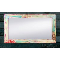 Wunderschöner Großer Gemalter Spiegel, Meerjungfrau-Spiegel, Strandspiegel, Strand-Dekor, Strandhaus-Kunst 55x70 cm Und 30x36 Verfügbar von SheilaSmithDesigns