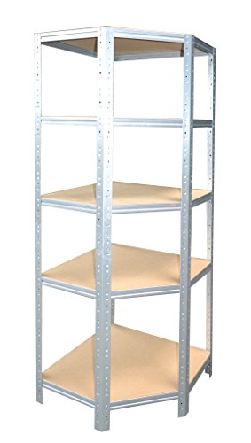 Eckregal Stecksystem 180 x 60 x 30 cm mit 5 Böden für Schwerlastregale mit 30 cm Tiefe: Ideale Ergänzung durch Ausnutzung der Ecken für Metallregal, Kellerregal, Lagerregal, Garagenregal von Shelf Creations