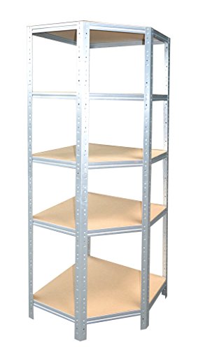 Eckregal Stecksystem 200 x 60 x 30 cm mit 5 Böden für Schwerlastregale mit 30 cm Tiefe: Ideale Ergänzung durch Ausnutzung der Ecken für Metallregal, Kellerregal, Lagerregal, Garagenregal von Shelf Creations