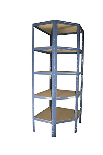 Shelf Creations Basic Eckregal Stecksystem 200x80x50cm in blau 5 Böden für Schwerlastregale mit 80cm Tiefe: Ideale Ergänzung durch Ausnutzung der Ecken Metallregalv Kellerregal Lagerregal Garagenregal von Shelf Creations