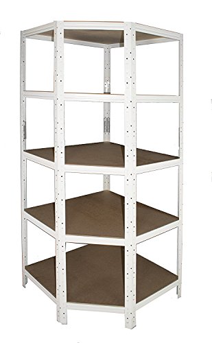 Shelf Creations Basic Eckregal Stecksystem 200x90x60cm in weiß 5 Böden für Schwerlastregale mit 90cm Tiefe: Ideale Ergänzung durch Ausnutzung der Ecken Metallregalv Kellerregal Lagerregal Garagenregal von Shelf Creations