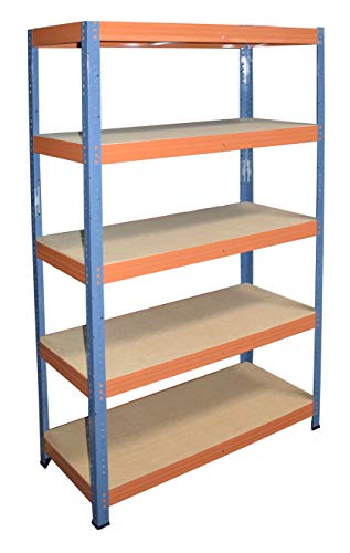 Shelf Creations Expert Schwerlastregal blau-orange 230 x 120 x 45 cm mit 5 Böden, Metallregal verzinkt, Steckregal, Kellerregal, Lagerregal, Werkstattregal, Archivregal, Industrieregal, Haushaltsregal von Shelf Creations