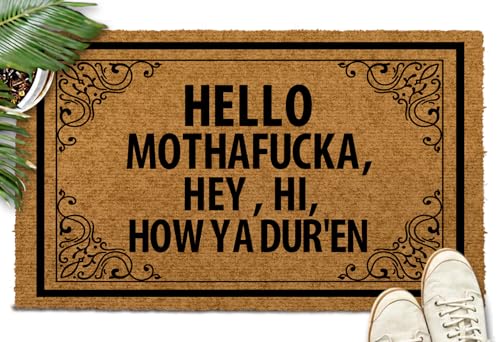 Shelinh Hello Mothafucka, Hey, Hi, How Ya Dur'en Fußmatte für den Außeneingang, Gummi, matt, für den Außenbereich, 50 x 40 cm Shelinh Hello Mothafucka, Hey, Hi, How Ya Dur'en Fußmatte für den Außeneingang, Gummi, matt, für den Außenbereich, 50 x 40 cm von Shelinh