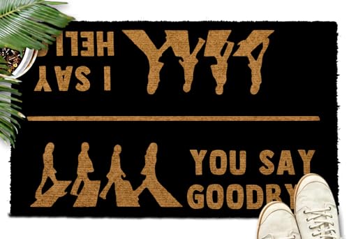 Shelinh Türvorleger mit Aufschrift "I Say Hello You Say Goodbye", personalisierbar, für den Außenbereich, Eingang, Willkommens-Fußmatte, lustig, 60 x 40 cm Shelinh Türvorleger mit Aufschrift "I Say Hello You Say Goodbye", personalisierbar, für den Außenbereich, Eingang, Willkommens-Fußmatte, lustig, 60 x 40 cm von Shelinh