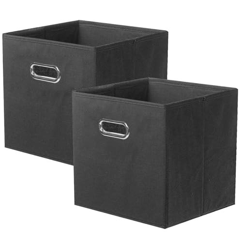 ShellKingdom Faltbare Stoff-Aufbewahrungswürfel und Stoff-Aufbewahrungs-Organizer, Schublade, 28,9 x 26,7 x 26,7 cm, 2 Stück (schwarz) von ShellKingdom