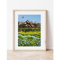 Grand Tetons Wildflowers Wandkunst, Kunstdruck, Tetons, Wyoming, Jackson Hole, Bergkunst, Reisekunst, Berglandschaft von ShelleyAldrichArt