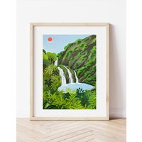 Obere Waikani Falls Wandkunst, Kunstdruck, Maui, Hawaii, Road To Hana, Three Bear Falls, Hawaiian Waterfall, Tropical Art, Travel Art von ShelleyAldrichArt