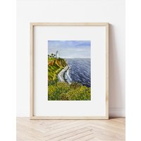 Point Vicente Wandkunst, Kunstdruck, Reisekunst, Reisedruck, Reise Illustration, Landschaft Palos Verdes, Kalifornien Küste von ShelleyAldrichArt