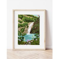 Waimea Falls Wandkunst, Kunstdruck, North Shore, Hawaii, Honolulu, Tropical Art, Travel Wasserfall von ShelleyAldrichArt