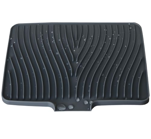 Silikon-Abtropfmatte für Küchentheke, Abtropfmatte mit integriertem Abfluss, hitzebeständig, 40 cm (schwarz, 1 Stück) von Shelling Home