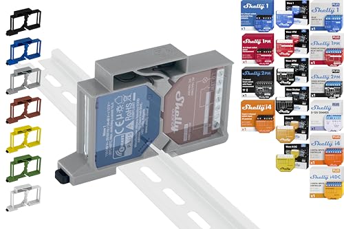Hutschienenhalter "Dual" für 18 Shellys: 1 Gen3,1PM Gen3,2PM Gen3,i4 Gen3,Plus 1,Plus 1PM,Plus 2PM,Plus i4,Plus 0-10V Dimmer,Wave 1,Wave 1PM,Wave 2PM,Wave Shutter,Wave i4 (Grau-Prime) von Shelly Hutschienenhalter PW3D
