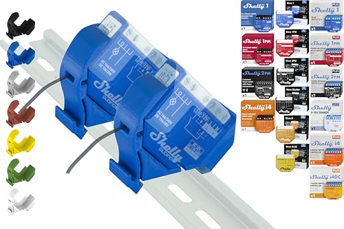 Hutschienenhalter "Mini" für 18 Shellys: 1 Gen3,1PM Gen3,2PM Gen3,i4 Gen3,Plus 1,Plus 1PM,Plus 2PM,Plus i4,Plus 0-10V Dimmer,Wave 1,Wave 1PM,Wave 2PM,Wave Shutter,Wave i4 (2x Blau-Prime) von Shelly Hutschienenhalter PW3D