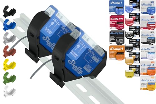 Hutschienenhalter "Mini" für 18 Shellys: 1 Gen3,1PM Gen3,2PM Gen3,i4 Gen3,Plus 1,Plus 1PM,Plus 2PM,Plus i4,Plus 0-10V Dimmer,Wave 1,Wave 1PM,Wave 2PM,Wave Shutter,Wave i4 (2x Schwarz-Prime) von Shelly Hutschienenhalter PW3D