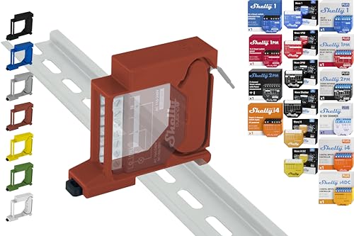 Hutschienenhalter "Single" für 18 Shellys: 1 Gen3,1PM Gen3,2PM Gen3,i4 Gen3,Plus 1,Plus 1PM,Plus 2PM,Plus i4,Plus 0-10V Dimmer,Wave 1,Wave 1PM,Wave 2PM,Wave Shutter,Wave i4 (Rot) von Shelly Hutschienenhalter PW3D