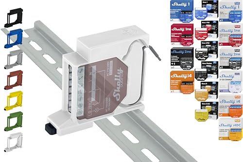 Hutschienenhalter "Single" für 18 Shellys: 1 Gen3,1PM Gen3,2PM Gen3,i4 Gen3,Plus 1,Plus 1PM,Plus 2PM,Plus i4,Plus 0-10V Dimmer,Wave 1,Wave 1PM,Wave 2PM,Wave Shutter,Wave i4 ((Weiß)) von Shelly Hutschienenhalter PW3D