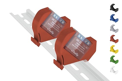 Hutschienenhalter/Adapter "Mini" für Shelly-MINI DIN Rail bracket (35mm) (2er-Set Rot (Prime)) von Shelly Hutschienenhalter PW3D