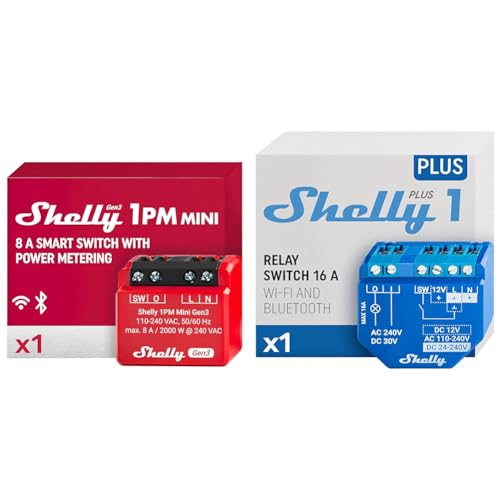 Shelly 1PM Mini Gen3 | WiFi & Bluetooth Smart Switch Relais & Plus 1 | Wlan & Bluetooth Smart Relais Schalter | Trockenkontakt | Lichtschalter von Shelly