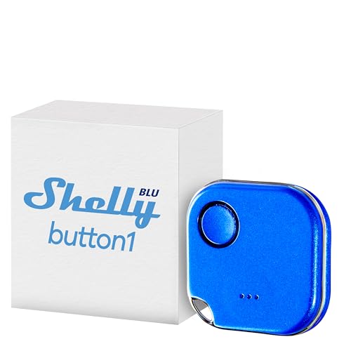 Shelly BLU Button1 - Blau | Intelligente Bluetooth-Taste zur Aktivierung von Aktionen und Szenen | Multi-Klick-Aktivierung | Sofortige Reaktionszeit | Ton- und Lichtalarm | iOS-Android-App von Shelly
