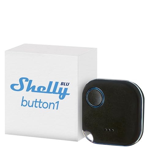 Shelly BLU Button1 | Bluetooth-gesteuerter Aktions- und Szenenaktivierungsknopf Schwarz | Hausautomation | iOS Android App | Lange Batterielebensdauer | LED-Anzeige | Große Reichweite von Shelly