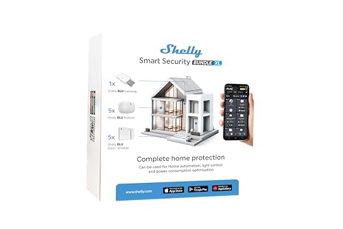 Shelly Smart Security Bundle XL | Intelligentes Sicherheitspaket | Bluetooth-Geräte | Heimautomatisierung | Kein Hub Erforderlich | Lange Akkulaufzeit | Benutzerdefinierte Alarmzonen von Shelly