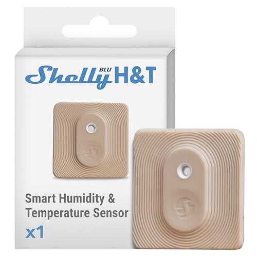Shelly Blu H&T Mokka | Bluetooth-gesteuerter Temperatur- und Luftfeuchtigkeitssensor | Spritzwassergeschützter und Staubdichter | Schutzklasse IP54 | iOS-Android-App | Gateway Erforderlich von Shelly