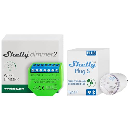 Shelly Dimmer 2 Intelligenter Wlan Dimmer Kein Neutralleiter nötig Hausautomatisierung & Plus Plug S - Intelligente Steckdose Funktioniert mit Alexa & Google Home Shelly Dimmer 2 Intelligenter Wlan Dimmer Kein Neutralleiter nötig Hausautomatisierung & Plus Plug S - Intelligente Steckdose Funktioniert mit Alexa & Google Home von Shelly