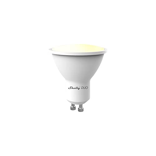 Shelly Duo Smart Home LED Glühbirne dimmbar GU10, Digitale Fernbedienung der Glühlampe per App & WLAN, kompatibel mit Alexa & Google Home, Wifi, 4.8W, 110V & 220V, Energiesparend, Warmweiß & Kaltweiß von Shelly