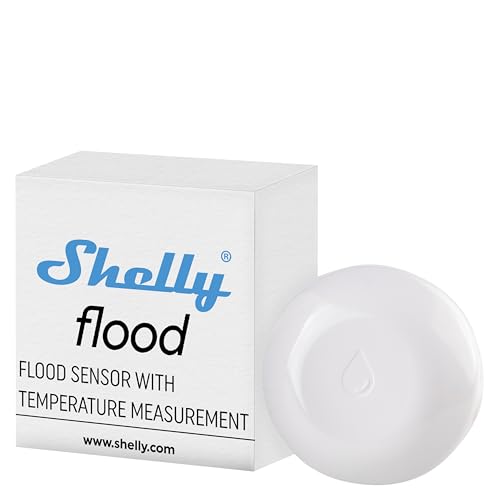Shelly Flood | Kabelloser Flutsensor mit Temperaturmessung | Hausautomation | Tropf- und Leckalarm Fußbodenheizungssteuerung Kompaktes Design leicht zu bedienen Batterielebensdauer bis zu 18 Monaten von Shelly