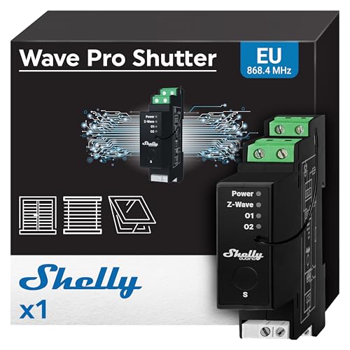 Shelly Wave Pro Shutter | Z-Wave Rolladenschalter mit Verbrauchsmessung - 10 A pro Kanal | Für Rolläden, Jalousien, Fenster | Z-Wave Gateway | Steuerung der winkel der Jalousie-Lamellen Shelly Wave Pro Shutter | Z-Wave Rolladenschalter mit Verbrauchsmessung - 10 A pro Kanal | Für Rolläden, Jalousien, Fenster | Z-Wave Gateway | Steuerung der winkel der Jalousie-Lamellen von Shelly