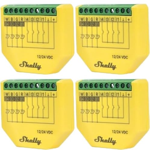 Shelly LED-Lichtcontroller Plus RGBW, PM, BT, WLAN, Unterputz, gelb, 4 Stück von Shelly
