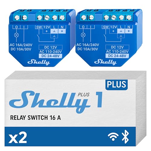 Shelly Plus 1 | Wlan & Bluetooth Smart Relais Schalter - 16A | Trockenkontakt | Lichtschalter | Hausautomation | Kompatibel mit Alexa & Google Home | iOS Android App | Kein Hub erforderlich (2 Pack) Shelly Plus 1 | Wlan & Bluetooth Smart Relais Schalter - 16A | Trockenkontakt | Lichtschalter | Hausautomation | Kompatibel mit Alexa & Google Home | iOS Android App | Kein Hub erforderlich (2 Pack) von Shelly
