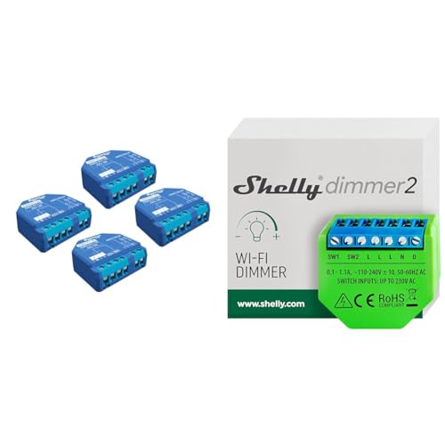 Shelly Plus 1 | Wlan & Bluetooth Smart Relais Schalter | Hausautomation & Dimmer 2 | Intelligenter Wlan Dimmer | Kein Neutralleiter nötig von Shelly