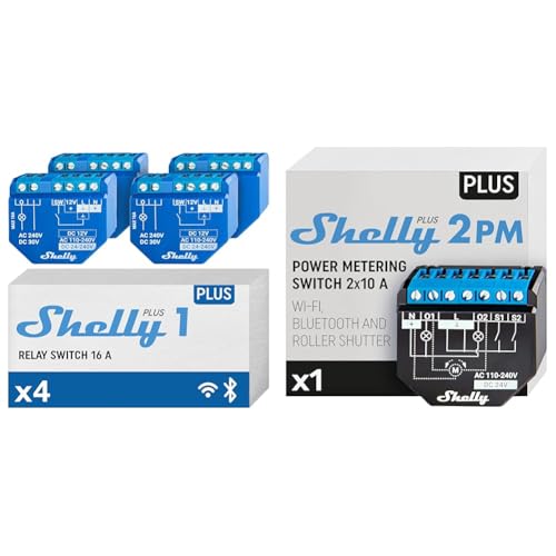 Shelly Plus 1 | Wlan & Bluetooth Smart Relais Schalter | Hausautomation & Plus 2PM | Wlan & Bluetooth 2 Kanäle Smart Relais Schalter mit Leistungsmessung von Shelly