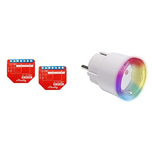 Shelly Plus 1PM Bluetooth und Wi-Fi-Gerät zur Automatisierung von elektrischen Geräten (2er Pack) & Plus Plug S - Intelligente Steckdose Funktioniert mit Alexa & Google Home von Shelly
