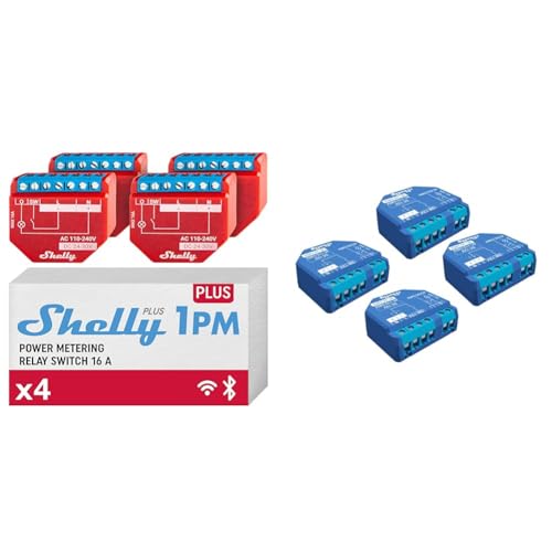 Shelly Plus 1PM WiFi & Bluetooth Smart-Relais-Schalter mit Leistungsmessung Hausautomatisierung Alexa & Google Home 4 Pack & Plus 1 Wlan & Bluetooth Smart Relais Schalter Hausautomation 4 Pack von Shelly