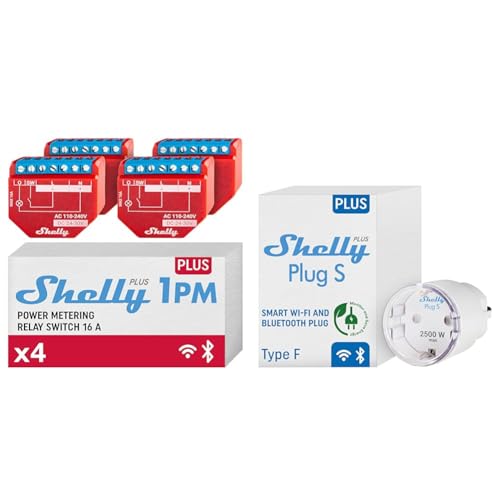 Shelly Plus 1PM | WiFi & Bluetooth Smart-Relais-Schalter & Plus Plug S - Intelligente Steckdose Funktioniert mit Alexa & Google Home Shelly Plus 1PM | WiFi & Bluetooth Smart-Relais-Schalter & Plus Plug S - Intelligente Steckdose Funktioniert mit Alexa & Google Home von Shelly