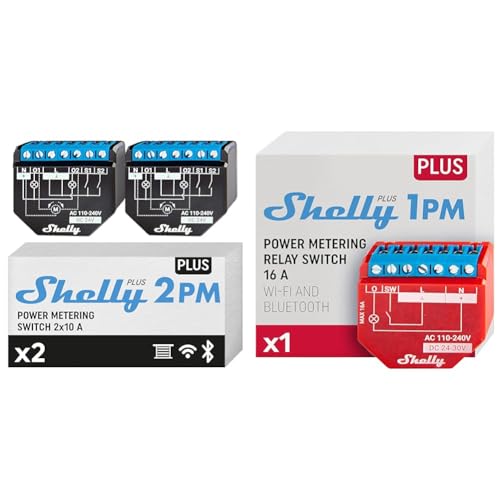 Shelly Plus 2 PM 2er Pack & Plus 1PM | WLAN & Bluetooth Relais Schalter mit Strommessung von Shelly