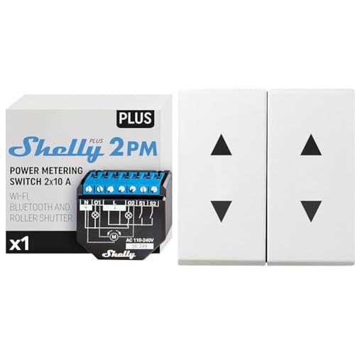 Shelly Plus 2PM | Wlan & Bluetooth 2 Kanäle Smart Relais Schalter mit Leistungsmessung & Gira 115003 UP-Programme von Shelly