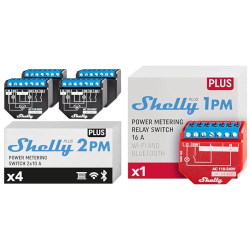 Shelly Plus 2PM | Wlan & Bluetooth 2 Kanäle Smart-Relais-Schalter & Plus 1PM | WLAN & Bluetooth Relais Schalter mit Strommessung von Shelly