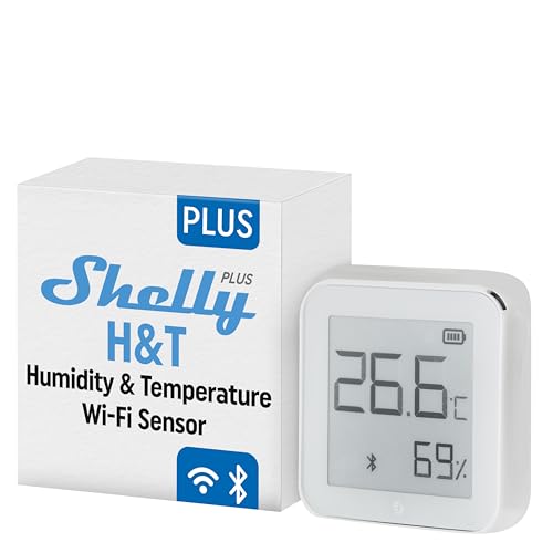 Shelly Plus H&T - Weiß | Wlan betriebener intelligenter Luftfeuchtigkeits- und Temperatursensor | Hausautomatisierung | Hygrometer Monitor| iOS Android Application | Over 1 Year Battery (1 Pack) von Shelly