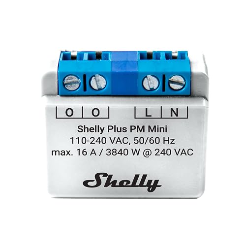 Shelly Plus PM Mini | Wlan & Bluetooth intelligenter Stromzähler, 1 Kanal 16 A | Hausautomation | Kompatibel mit Alexa & Google Home | iOS Android App | Kein Hub nötig | Intelligente Szenen von Shelly